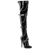 Devious Domina 3027 Black Patent Single Soles